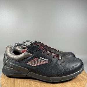 S Ecco Base One Hydromax Mens Size EU 44 US 10 Black Leather Soft Spike Golf Sho
